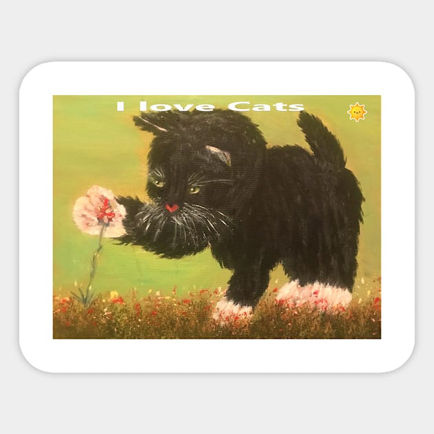 I love Cats Sticker by Allison Prior Art